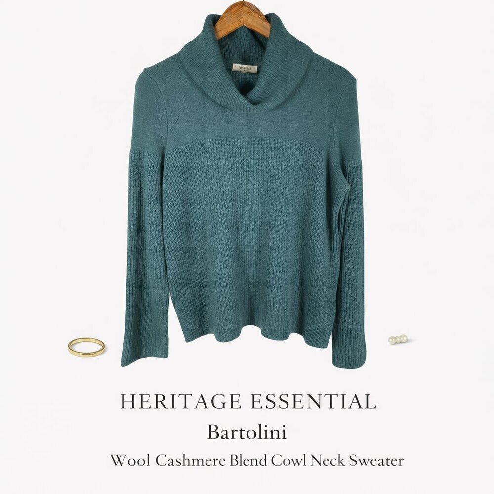 Bartolini Made in Italy Wool Cashmere Blend Cowl Neck Sweater M
